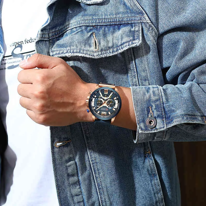 CURREN marque de luxe hommes analogique en cuir montres de sport hommes armée militaire montre mâle Date Quartz horloge Relogio Masculino 2105307C
