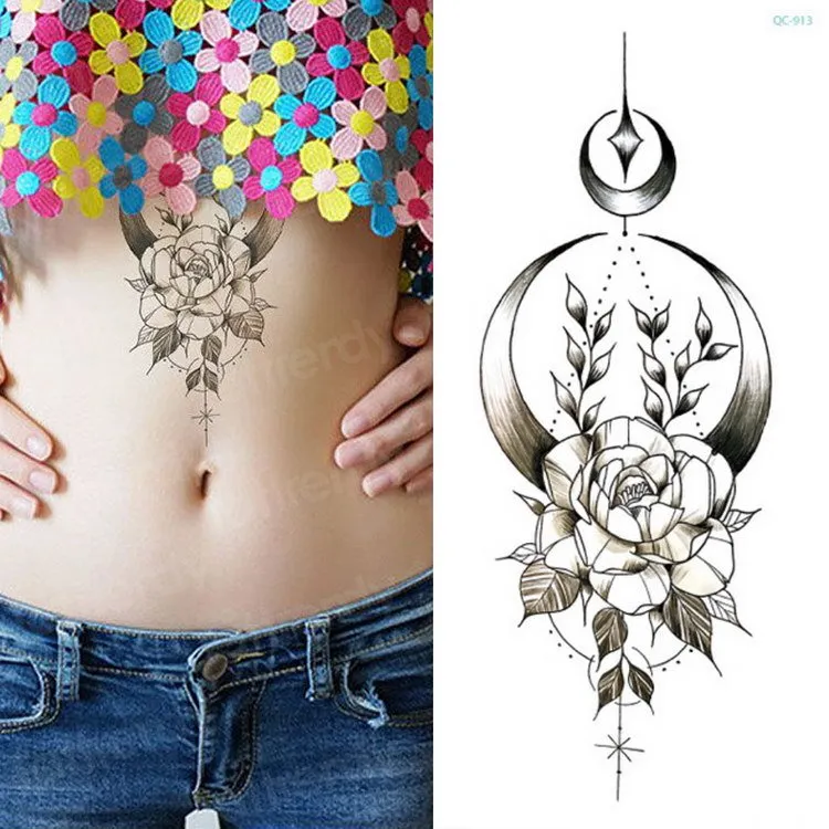 Tillfällig tatuering sexig klistermärke tatoo klistermärken blomma rosskisser tatuering design bady konst för flickor modell tatueringar arm ben3634180