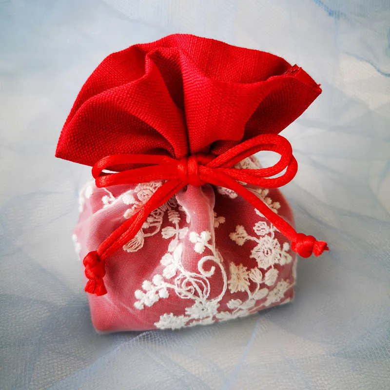Bolsas de regalo de embalaje de 30 Uds., bolsa de regalo de tela, grageas de caramelo con cordón grueso de alta calidad para paquetes de artesanía de boda, caja de flores 210724