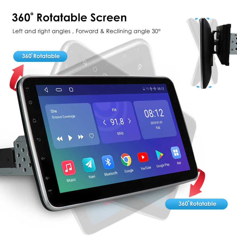 2 + 32 Universal 1 Din Audio Audio Multimedia Player 10.1 '' Touch Screen Autoradio Estéreo Vídeo GPS WiFi Auto Rádio Android Director