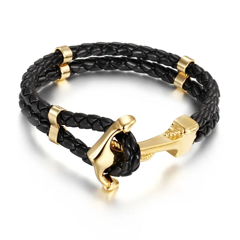 Punk Multilayer Genuine Couro de Aço Inoxidável Charme Bracelets Esperança Casal Bangles para Homens Mulheres Jóias Presentes