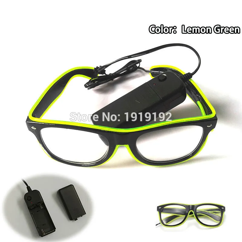 Accessoires de costumes 10 couleurs lunettes el EL fil mode néon LED éclairer obturateur en forme de lunettes de soleil Rave Costume Party DJ lumineux