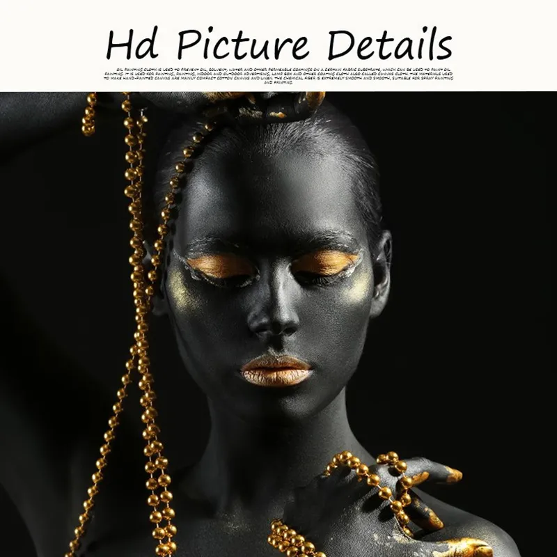 Moderne noir doré nu femmes africaines peinture à l'huile sur toile affiches et impressions scandinave mur Art photo pour salon