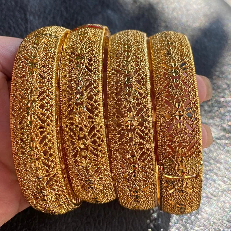 Bangle Pulseiras Etíopes Habesha 24k Cor de Ouro Saudita Árabe Dubai Pulseiras Para Mulheres Jóias de Casamento Presentes Africanos257J