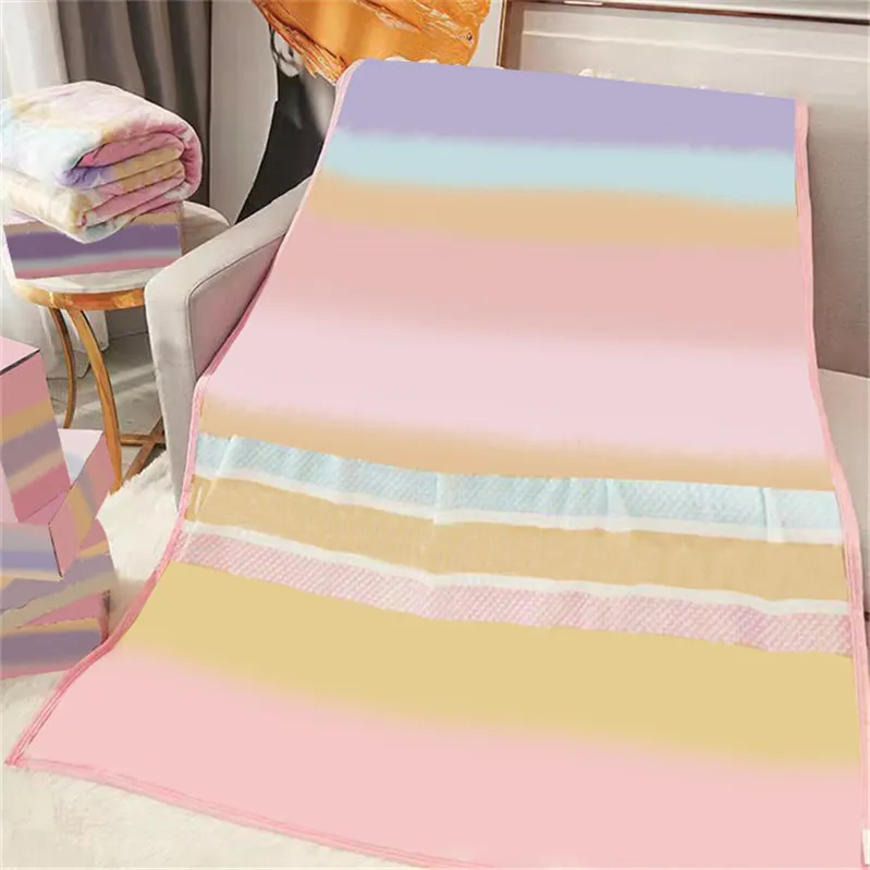 Stylish Rainbow Gradient Color Blankets Letter Sunflower Pattern Printed Throw Blanket 150 200CM Warm Thick Sofa Bed Cover Outdoor302o