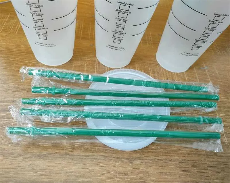 Tazze di Starbucks 24 once / 710ml tumbler di plastica riutilizzabile trasparente bere fondo piatto tazza tazza di forma pilastro coperchio tazze di paglia Bardian gratis