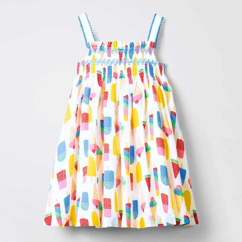 Enfants Frocks 2021 Nouvel été bébé fille vêtements enfant en bas âge marque coton coloré popsicle imprimer robes sans manches pour enfants 2-7 ans Q0716