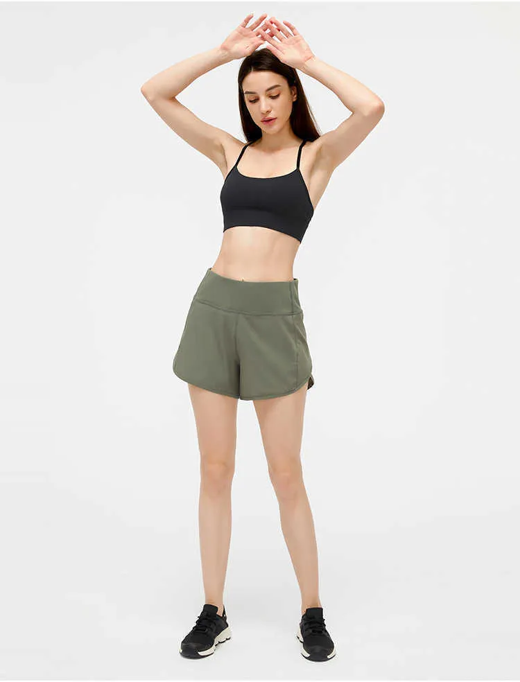 L-189 lockere Yoga-Shorts mit Reißverschlusstasche, schnell trocknende Sport-Sporthose, 2021, hochwertige Sommer-Hothose im neuen Stil mit Markenlogo