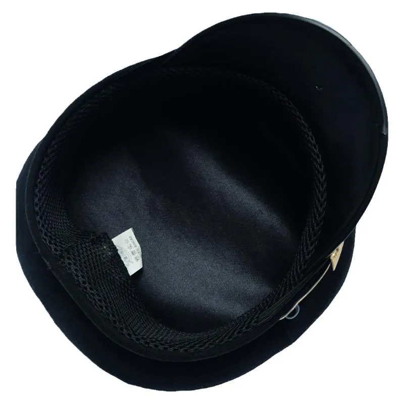 Casquette de pilote haut de gamme personnalisée, chapeau de capitaine de compagnie aérienne, uniforme de fête d'halloween, chapeaux militaires noirs pour hommes et femmes à large bord 252r