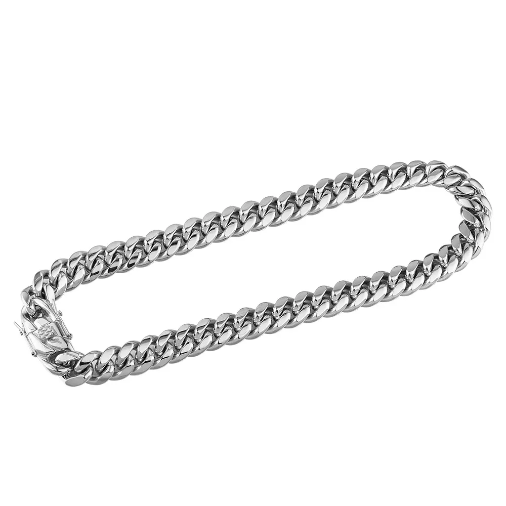 Hip Hop Rvs Cubaanse Link Chain Sliver Kleur Ketting Mode-sieraden Charme Voor Mannen Sieraden Gift305S