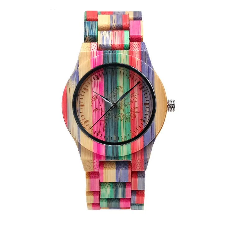 SHIFENMEI брендовые мужские часы, красочные бамбуковые модные атмосферные часы с металлической короной, защита окружающей среды, простые кварцевые наручные часы186g
