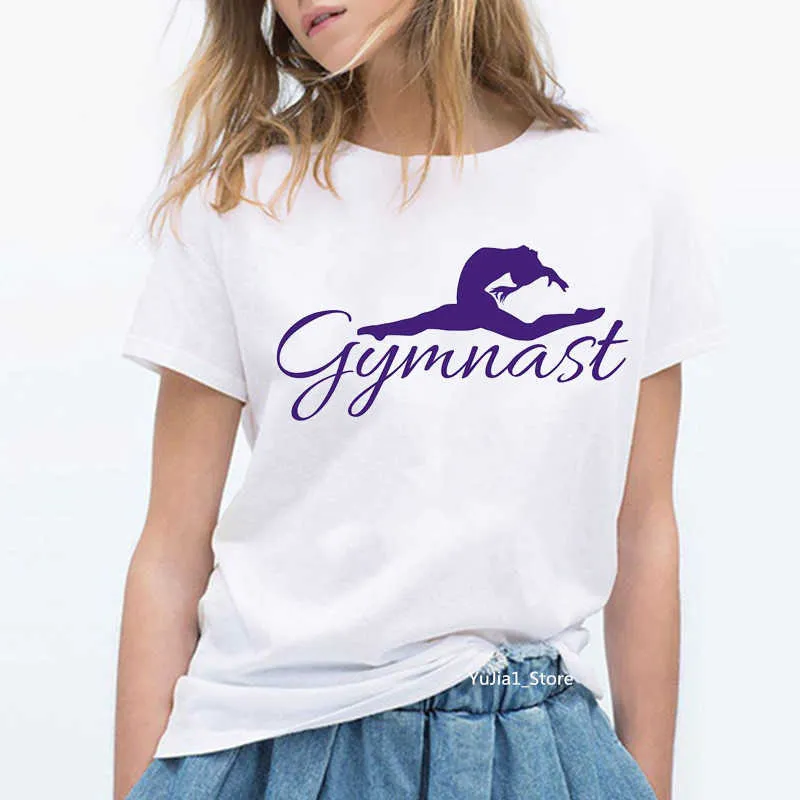 Lato 2021 akwarela balet nadrukowana dziewczyna czarny t shirt kawaii gimnastyka kochanek prezent koszulka femme koszulka na zamówienie X0527