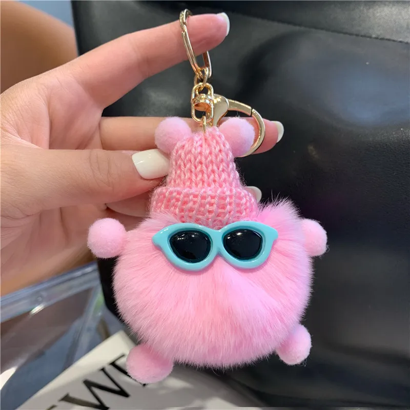 Porte-clés en fourrure, pendentif couleur boule de fourrure, lecteur de poussière d'elfe comme poupée en peluche, pendentif de sac de couple