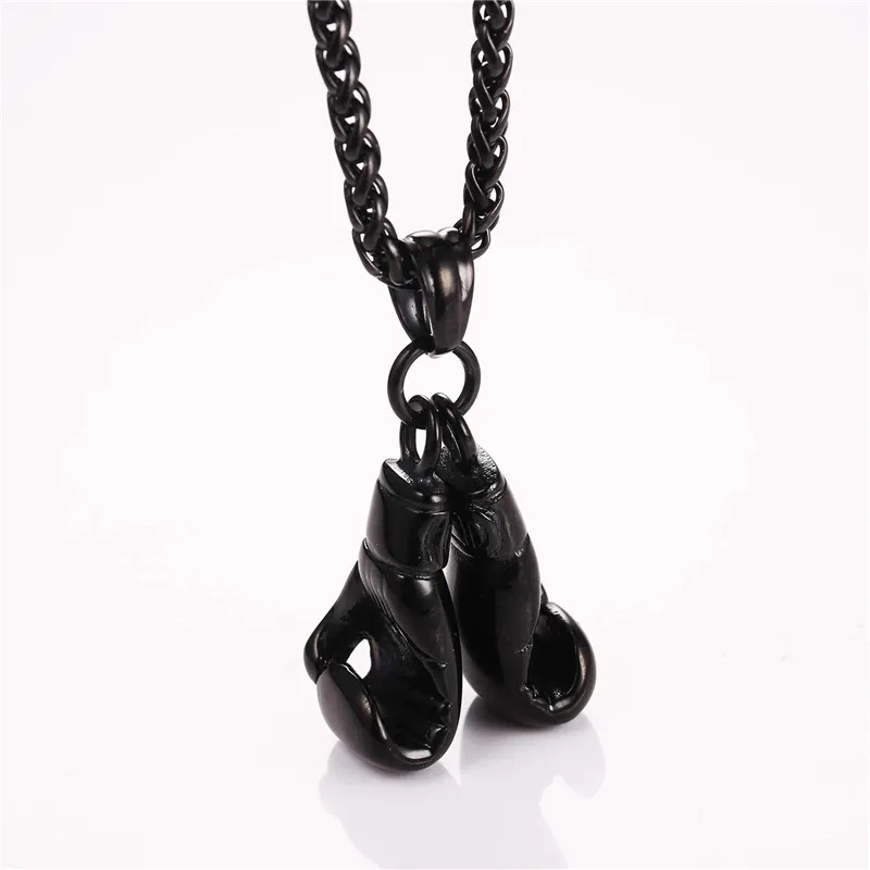 U7 Boxing Glove Pendant Men Necklace Gold Color Stainless Steel Hip Hop Chain Fashion Sport Fitness Jewelry Wholeslae Dropship 210294e