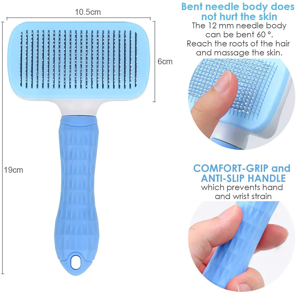 Brosse autonettoyante pour chiens et chats, outil de toilettage pour animaux de compagnie, élimine le sous-poil, les tapis de perte et les poils emmêlés, les squames et la saleté