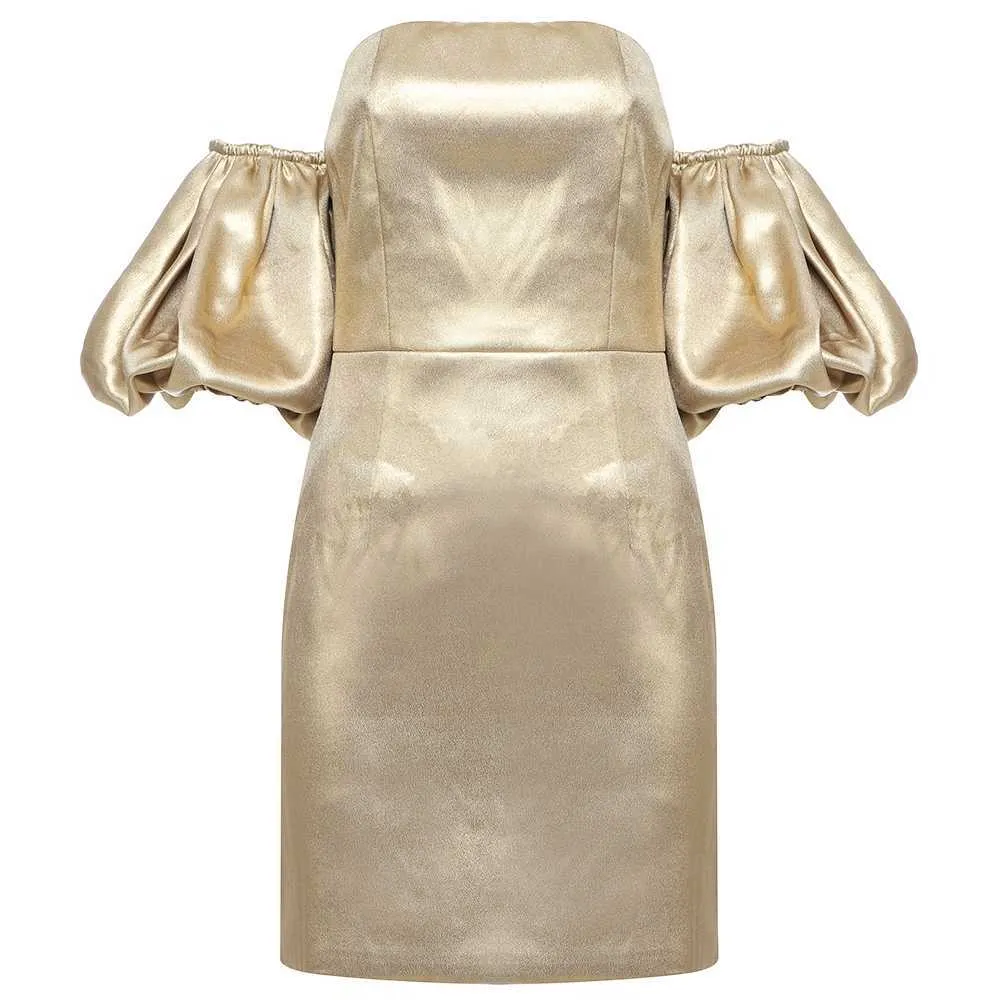 Ocstrade Runway Arrivals Golden Lantern Mouw Bodycon Jurk Dames Zomer Sexy Nacht Club Party ES 210527