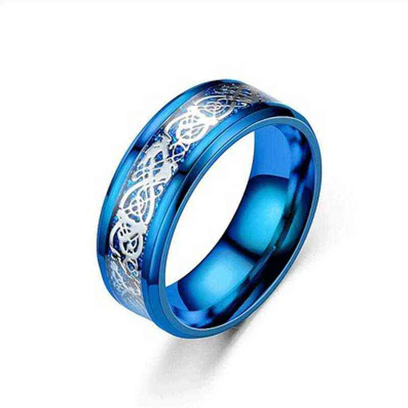 MixMax Stainless Steel Rings for Men Women Fashion Jewelry Mix Colors Dragon Pattern Party Gifts Wholesale 211217