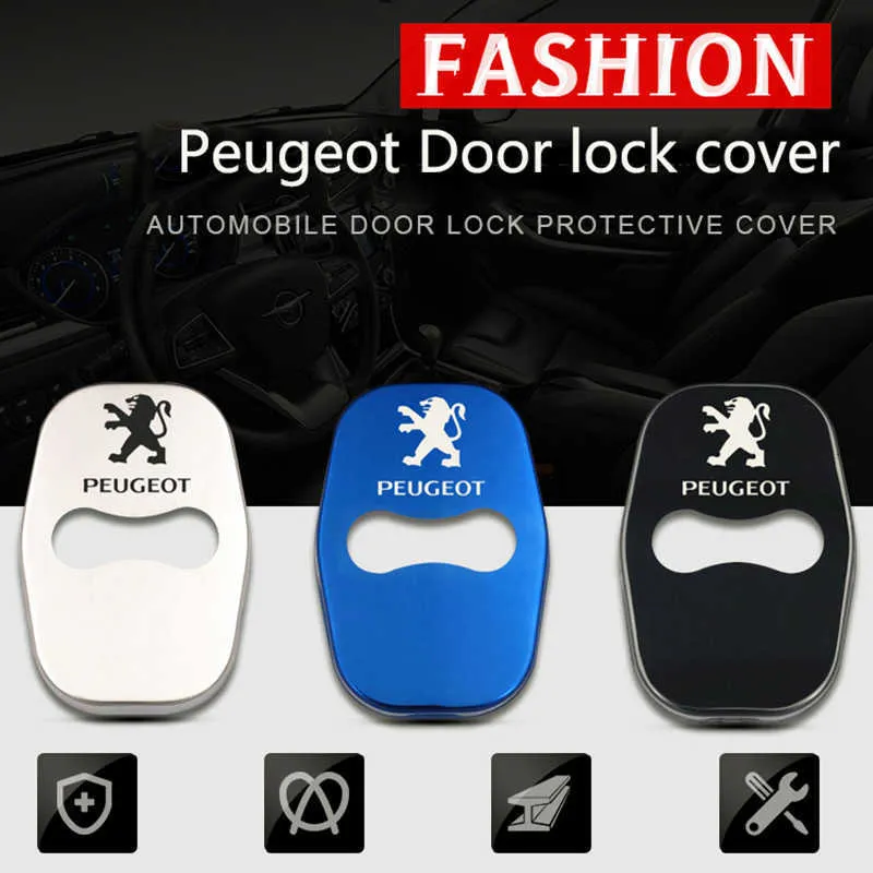 Tampa da trava da porta do carro para Peugeot 3008 508 308 408 2008 4008 5008 301 308S 508L 207CC 308CC Acessórios de proteção contra adesivos para emblemas 7373599