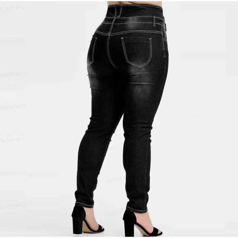 Плюс размер кнопки высокой талии тощий карандаш джинсовые брюки весенний корейский стиль растягивающие bodycon красные длинные брюки мама джинсы 210629