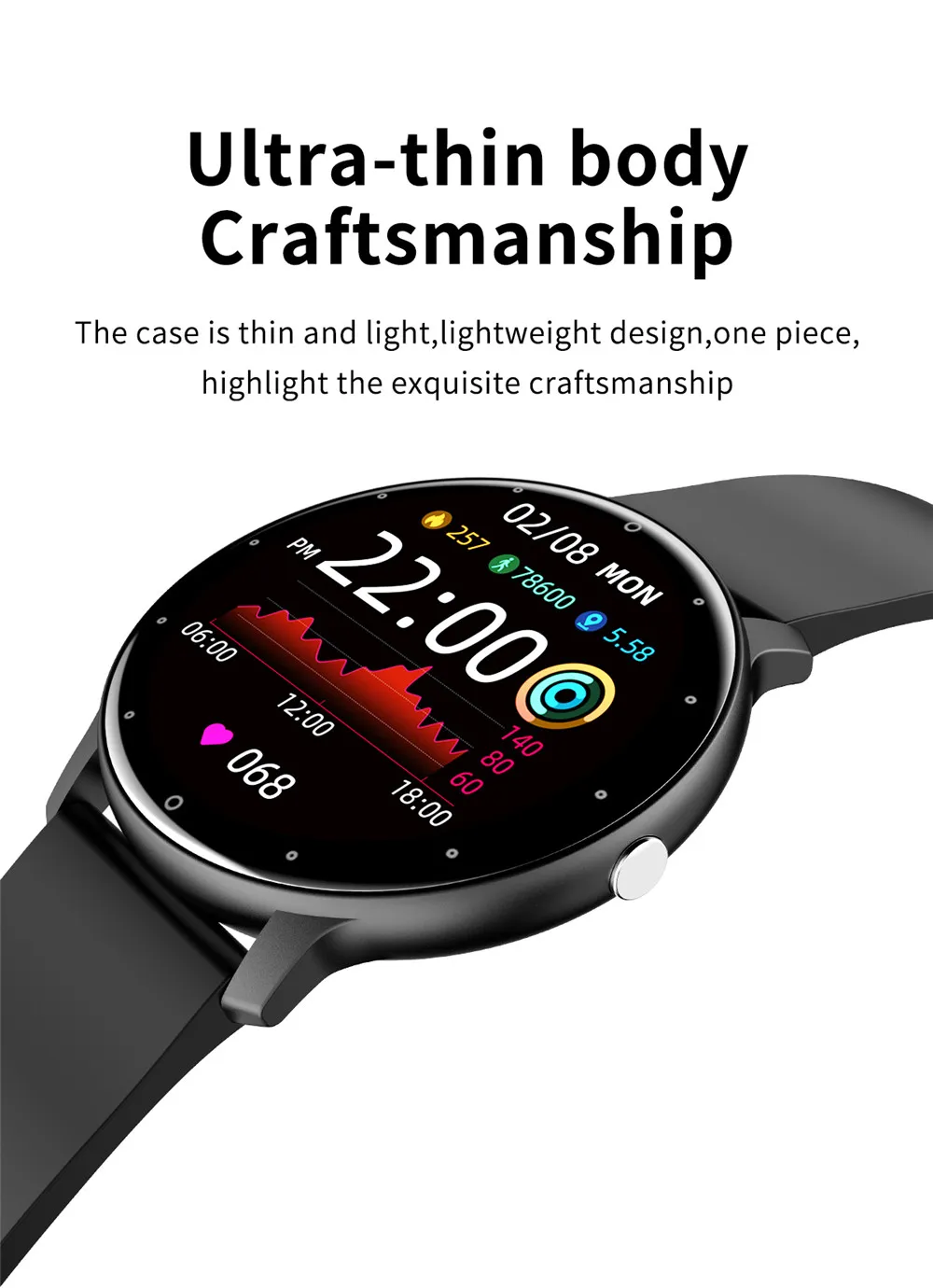 ZL02 Smart Watch Men Full Touch Screen Sport Fitness Watches IP67 Waterproof Bluetooth för Android iOS Smartwatch Menbox6901900