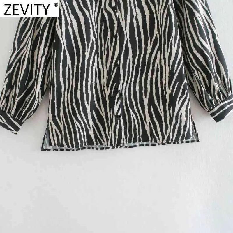 Kvinnor Animal Pattern Print Casual Smock Blouse Office Ladies Slå ner Collar Shirt Chic Retro Blusas Tops LS7504 210420