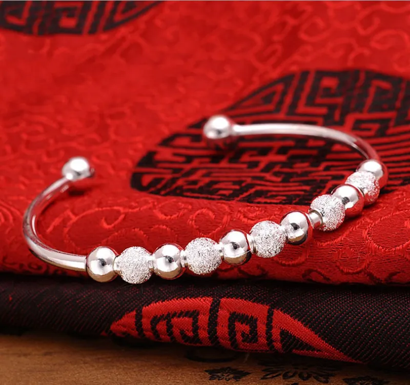 Moda bransoletka 100% autentyczna 999 Sterling Silver Cuff Bangles Prezent Dla Kobiet Dziewczyna Otwarcie Charms Bransoletki Fine Jewelry No Fade Allergy Free