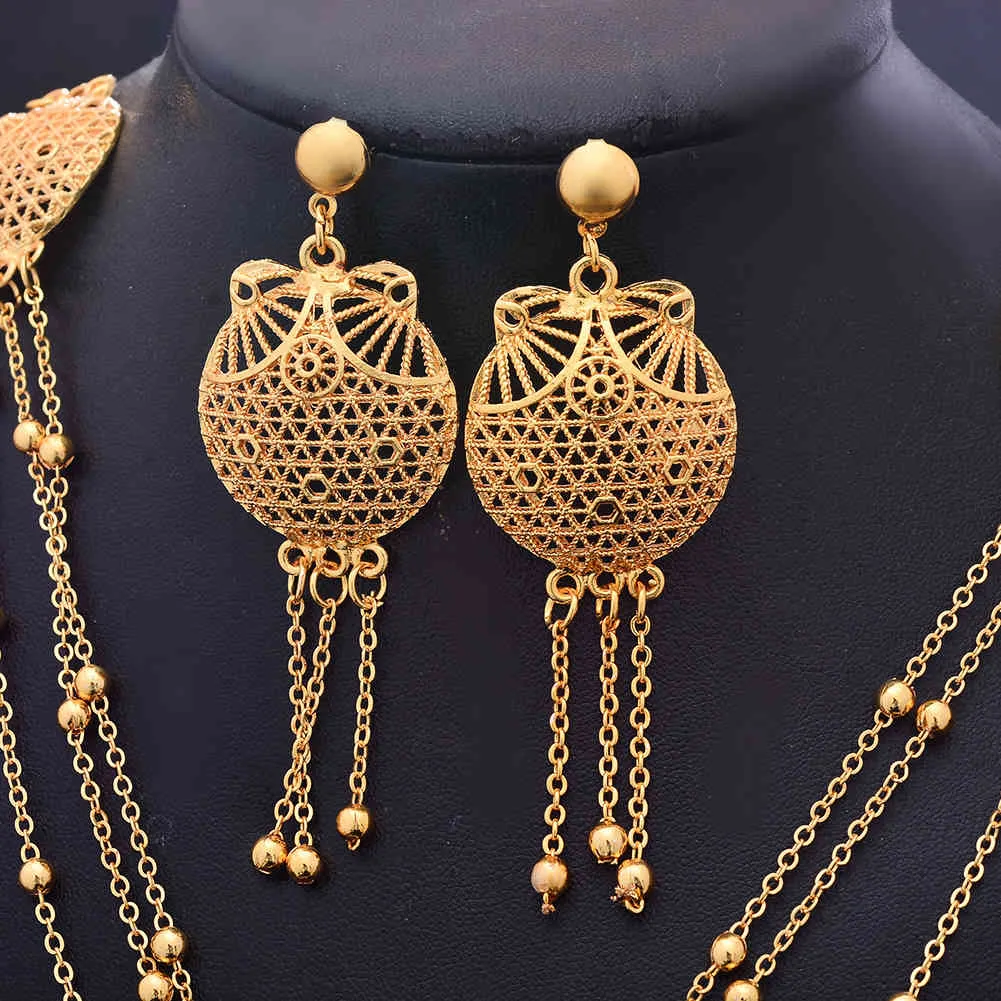 دبي الهند المجوهرات الإثيوبية مجموعة للنساء nacklace القرط مجوهرات habesha فتاة الذهب الشرابة الزفاف الأفريقي مجموعات أفضل هدية
