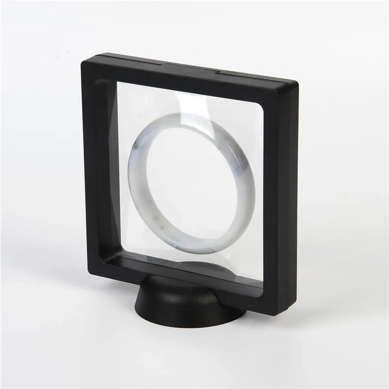 9*9*2cm Black 3D Floating Picture Frame Shadow Box Jewelry Display Stand Ring Pendant Holder Protect Jewellery Stone Presentation Case Customer print