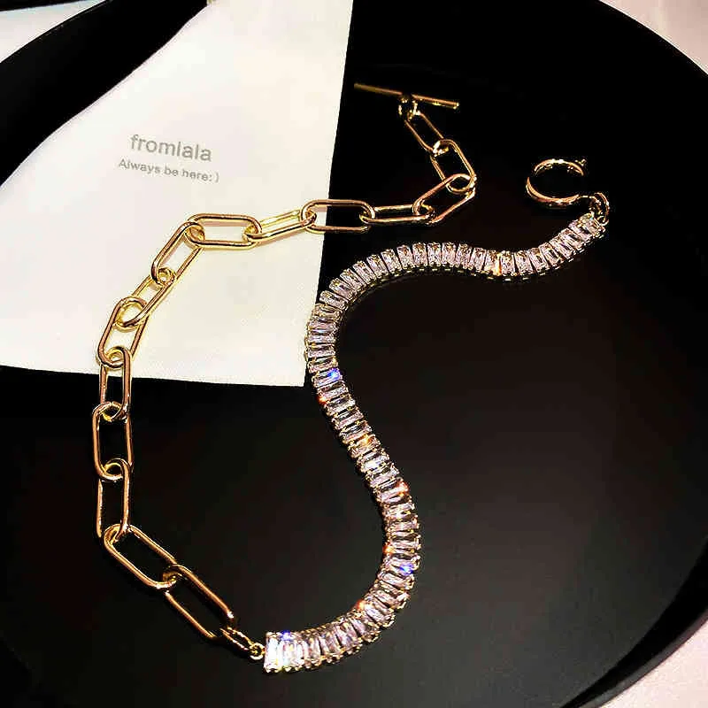 Créativité Collier en cristal géométrique pour femmes Chaînes de cou de bijoux de luxe design de haut