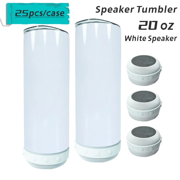 Local Warehouse 20oz Sublimation Bluetooth Speaker Tumbler Sublimation Smart Water Bottle Wireless Intelligent Music Cups US-Abroa310z