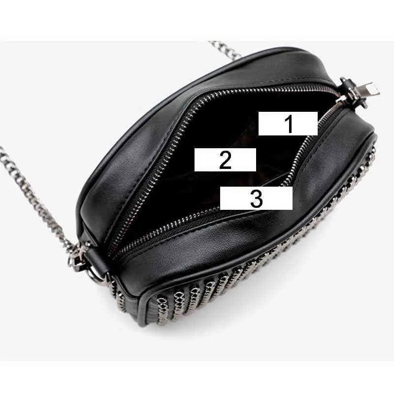 Borse a tracolla Borsa di alta qualità Designer Ragazze Punk Nero Street Style Clinker Pu Borsa a tracolla in pelle Borsa da donna con pochette 220119