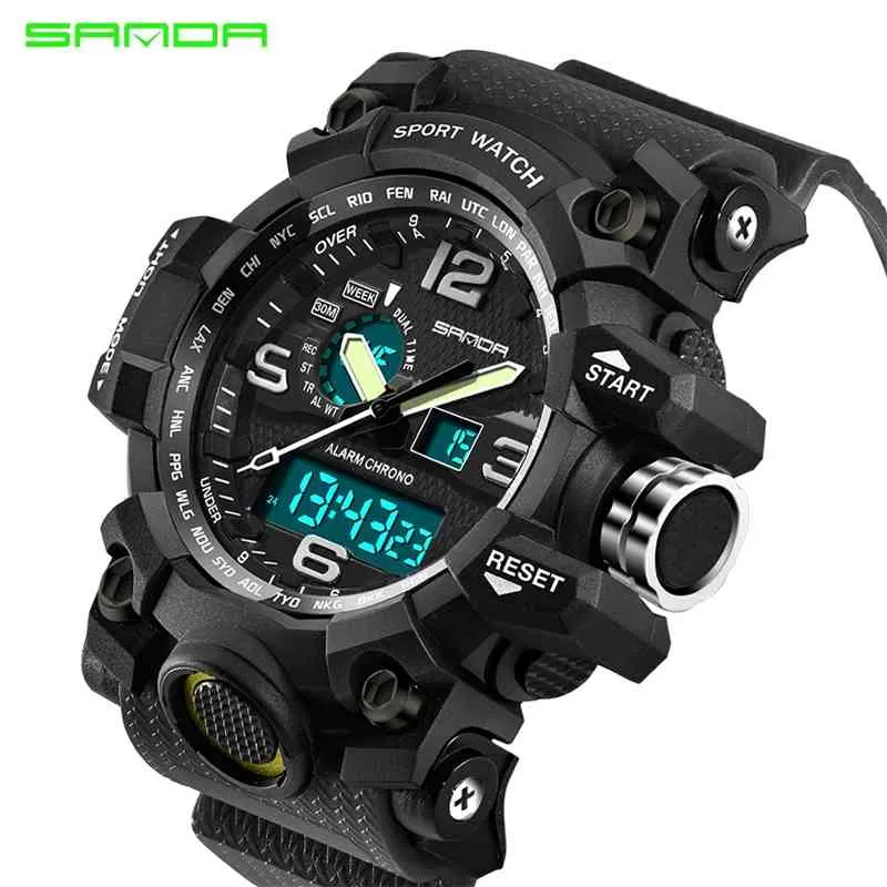 Sanda Top Brand Military Sport Watch Men's G Style Digital Watch Men Quartz armbandsur 30m vattentät klocka Relogio Masculi264s