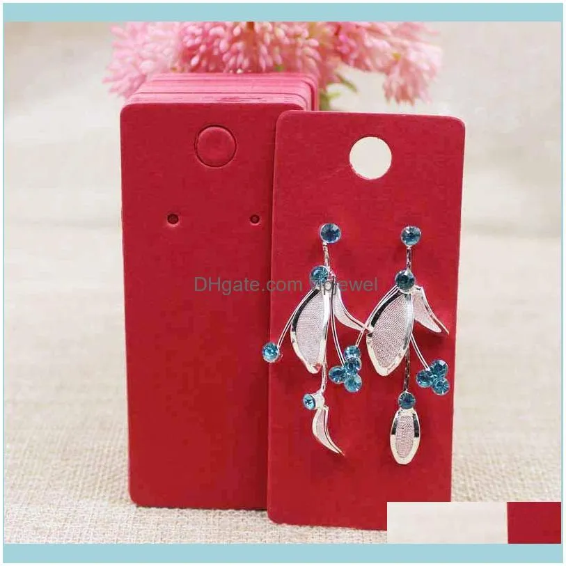 200pcs 4*9cm kraft/black /hot pink/white paper blank jewelry display card cardboard earring package hang tag card