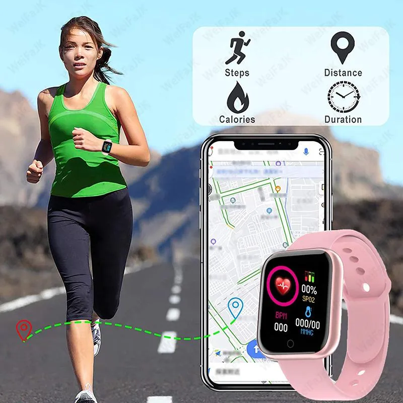 Zegarstki 2021 Smart Watches Y68 Mężczyźni Kobiety Smartwatch Cardio Cardio Ciśnienie tętna monitorowanie Wodoodporna bransoletka D20 Relog282f