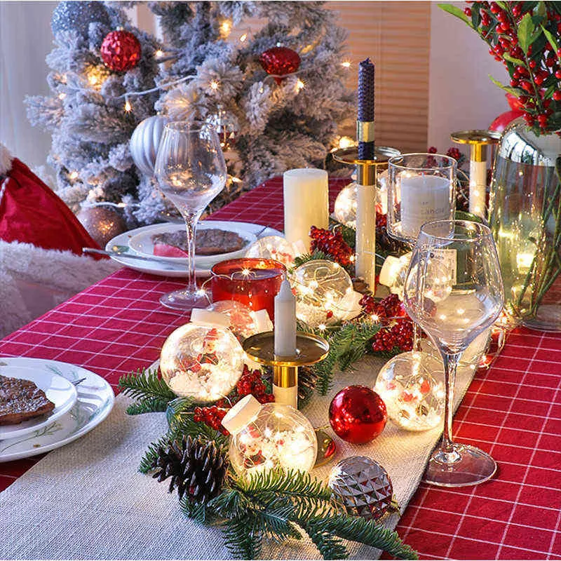イヤークリスマスボールサンタDIY LEDカーテンガーデンデコレーションクリスマスツリーの装飾ホームナビ族の飾り飾り211104