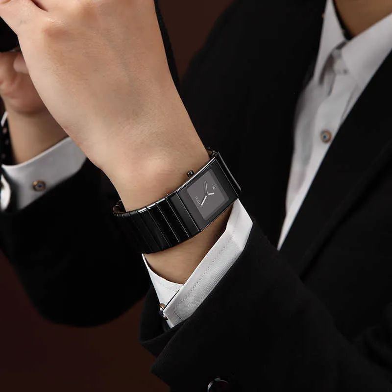 OUPAI carré hommes montre affaires étanche Quartz noir céramique poignet mâle Relogio Masculino hodinky erkek kol saati 210609299t