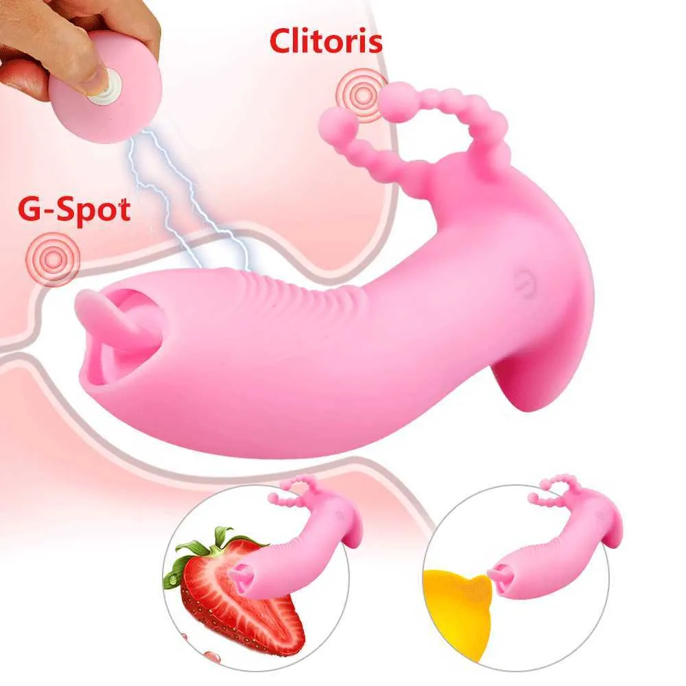 Wibrator dildo bezprzewodowego dla kobiet par pary zabawka podwójna stymulacja Język Licking Mutterfly wibrator Q06025433036