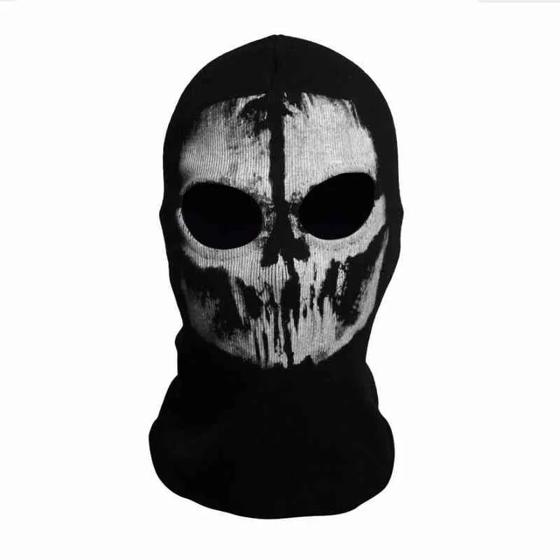 SzBlaZe merk COD Ghosts print katoenen kous bivakmuts masker Skullies mutsen voor Halloween oorlogsspel cosplay CS speler hoofddeksel 2226j