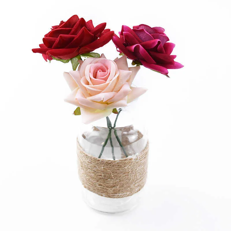 5/ursinho de peluche de rosas plantas falsas casamento decorativo flores artificiais grinalda acessórios nupciais decoração home y0630