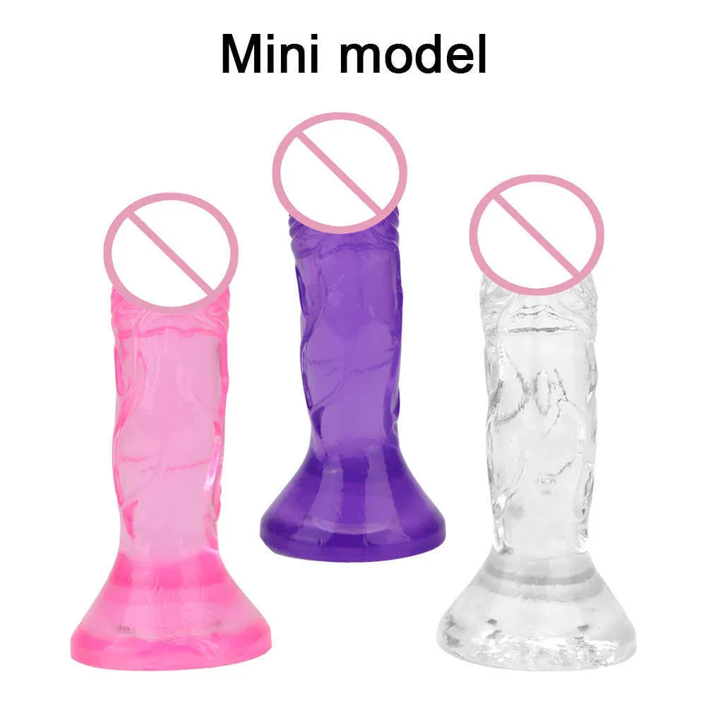 Massage Items With Strong Suction Cup Translucent Vagina Anal Massage Realistic Artificial Penis Dildo for Women Female Masturbati5136573