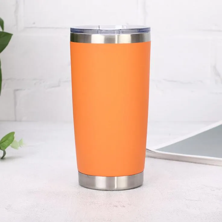 20OZ Tumbler Mat Roestvrijstalen Mok Auto Cup Met Deksel Bier Koffiemokken Vacuüm Waterfles Drinkware246C