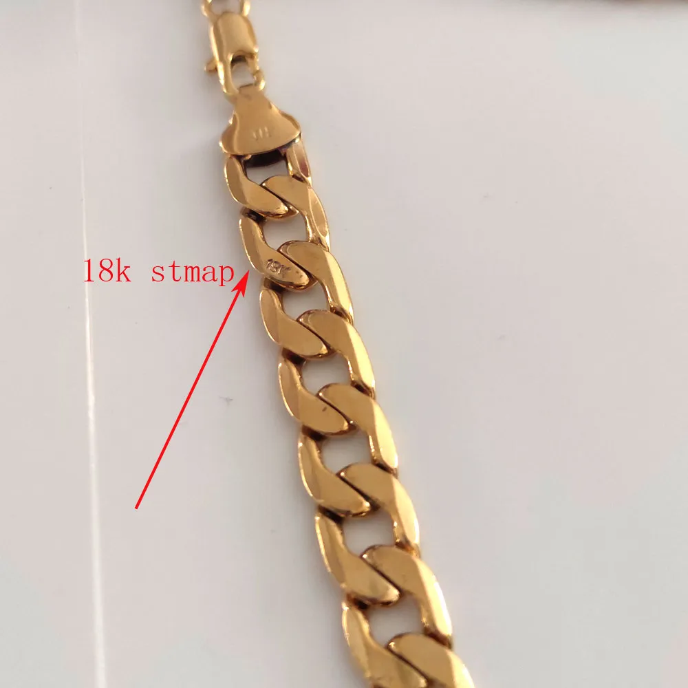 18CT gul fast guldfinish Miami Curb Cuban Link Chain Mens Armband äkta chunky smycken 8 3inch Heavy291p