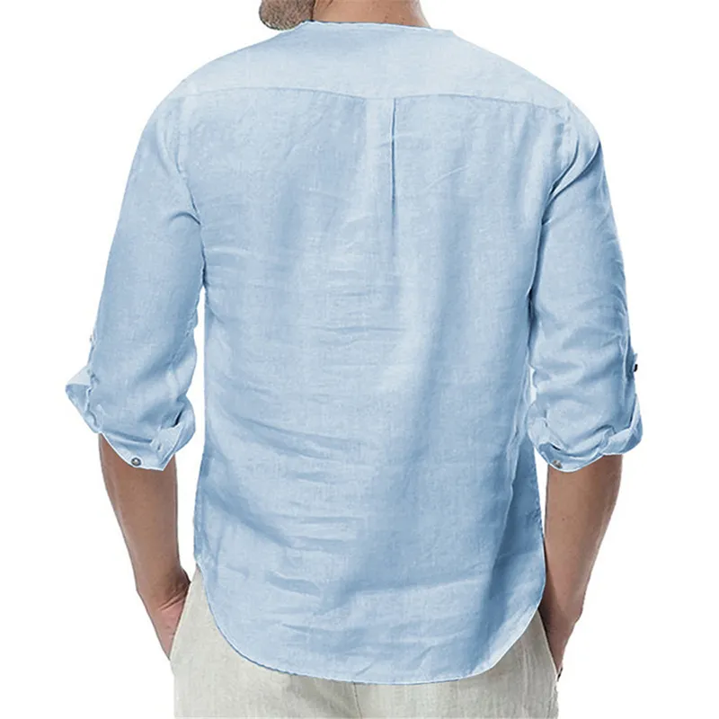 Siperlari Męskie koszule z długimi rękawami Bawełny bielizny swobodny oddychający wygodny w stylu mody solidny męski luźne koszule 210331