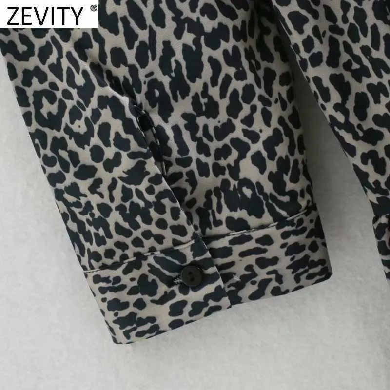 Zevity Women Vintage O Neck Leopard Print Platser Casual Mini Dress Femme Retro Tre Kvartär Äreve Chic Vestido DS4887 210603