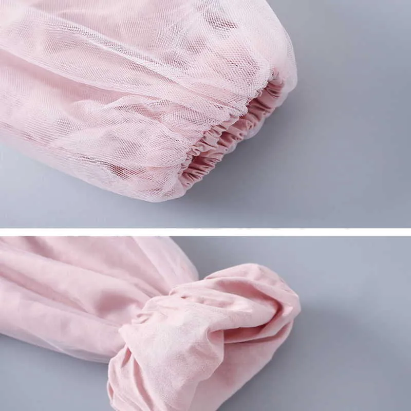 Printemps enfants filles 2 pièces ensembles blanc rose longue bouffée taille élastique chemises + Denim pantalon enfants vêtements E035 210610