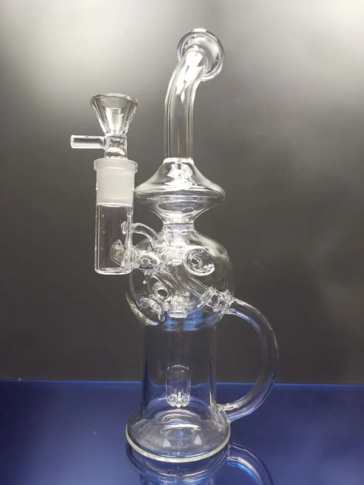 Glaspipor Bägare Bong Rökpipa Pyrex Hand Pipe Handtag Glasåtervinningsmaskin Dab Rig Showerhead Inline vattenpipa cheechshop