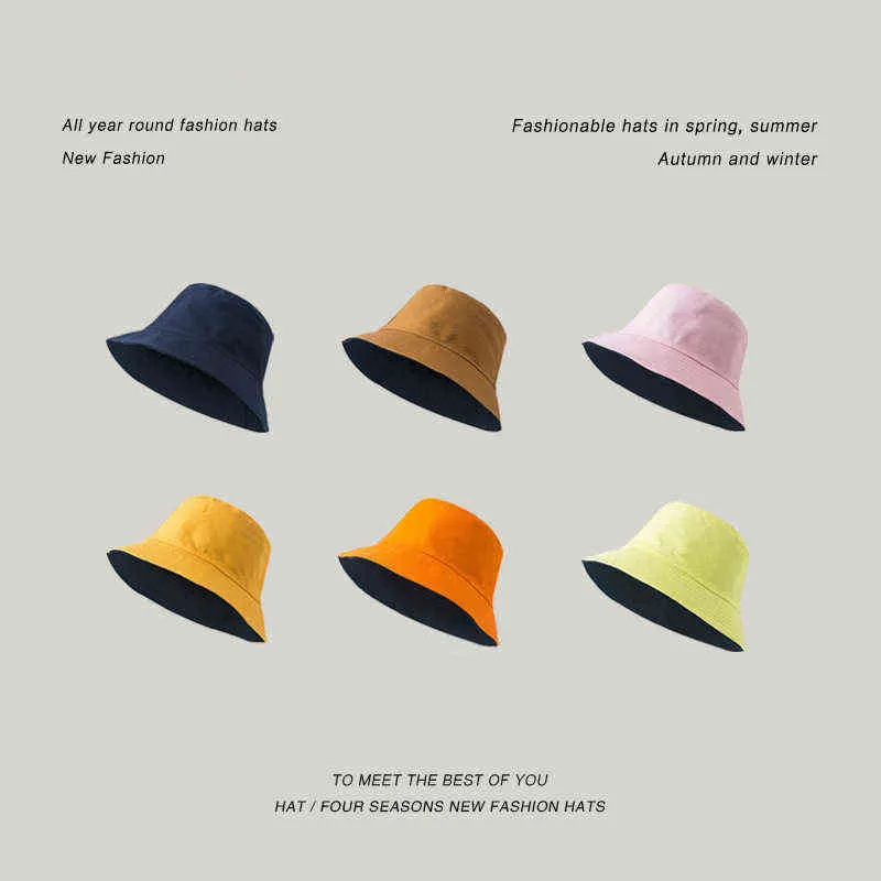 Spring Summer Fashion Double Size Colorful Woman Man Bucket Hats Sun Hats Korean Style Cloth Folds Fishing Caps Fisherman's Hat G220311