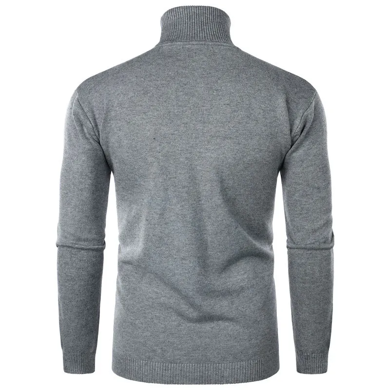 Suéter sólido homens altamente pescoço masculino pulôver casual truque quente streetwear hem ribbed capa turtleneck suéteres homens natal natal 210524