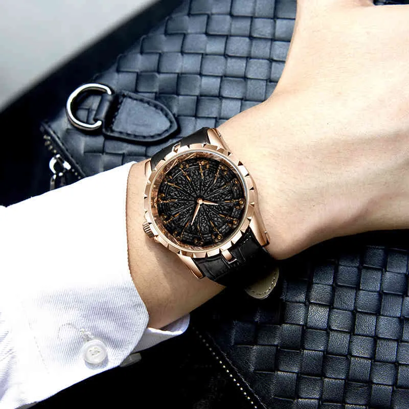 2020 Neue Mode Retro Uhren für Männer weiche PU -Leder -Armbanduhren Black Knight Dial's Watch Sport Clock Reloj Hombre220J