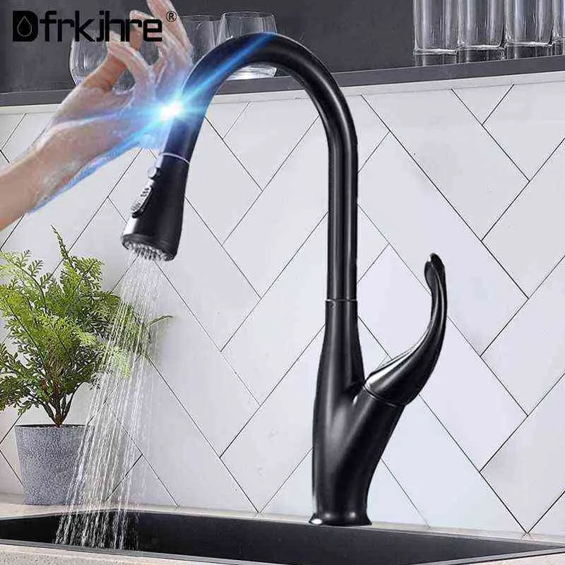 Touch Kitchen Faucets Crane for Sensor Kitchen 360 Rotatble سحب الحنفيات الحنفية الذكية التحكم في اللمسات.